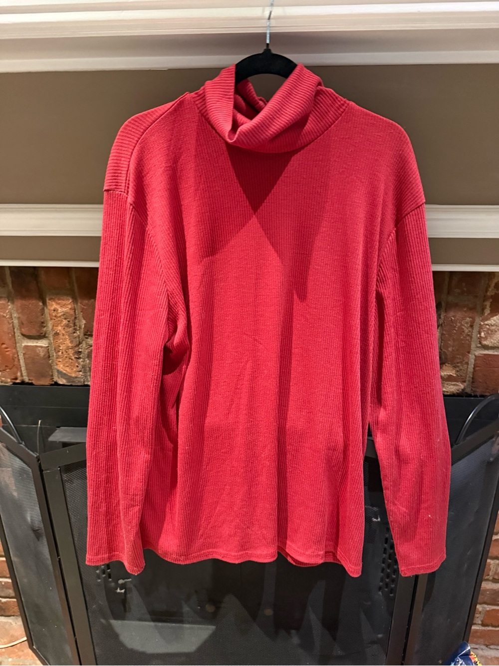 Ekouaer Red Ribbed Long-Sleeve Turtleneck Pullover Top - Size XL